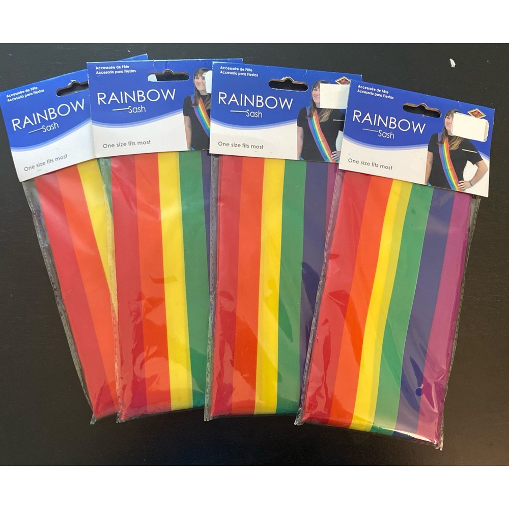 New Rainbow Pride Sash One Size Satin Lot Of 4